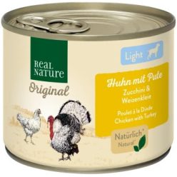   Real Nature Original Hrană umedă pentru câini adulți, cu pui și curcan 200 g
