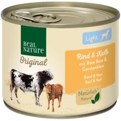  Real Nature Original Hrană umedă pentru câini adulți, cu vițel și sfeclă roșie 200 g