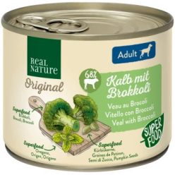   Real Nature Original Hrană umedă pentru câini adulți, cu vițel și broccoli 200 g