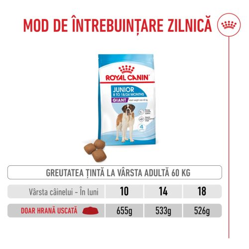 Royal Canin Giant Junior Hrană uscată pentru câini, etapa 2 de creștere 15 kg