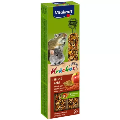 Vitakraft Kräcker Batoane crocante pentru rozătoare mici cu mei și măr 2 buc.

