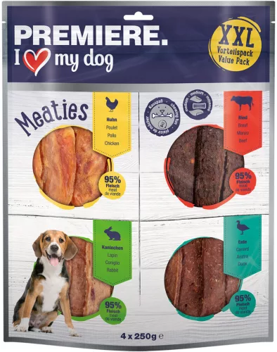 Premiere Meaties Recompense pentru câini cu mix de carne 4 x 250 g