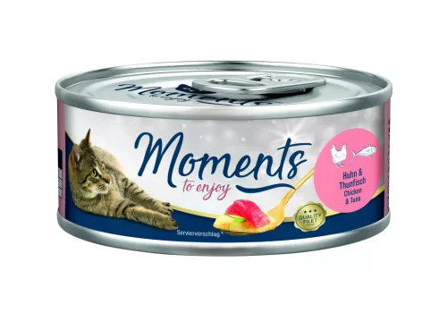 Moments Hrană umedă pentru pisici adulte cu pui și ton în sos 70 g