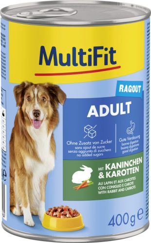 MultiFit Ragout Hrană umedă pentru câini adulţi cu iepure şi morcovi 400 g