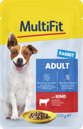 MultiFit Hrană pentru câini adulți, cu ragu de vită și grătar 100g