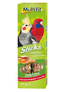 MultiFit Sticks Recompensă pentru papagali, cu miere și alune 2x90g