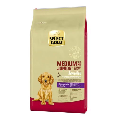 Select Gold Sensitive Hrană uscată pentru câini juniori de talie medie, cu miel 12 kg