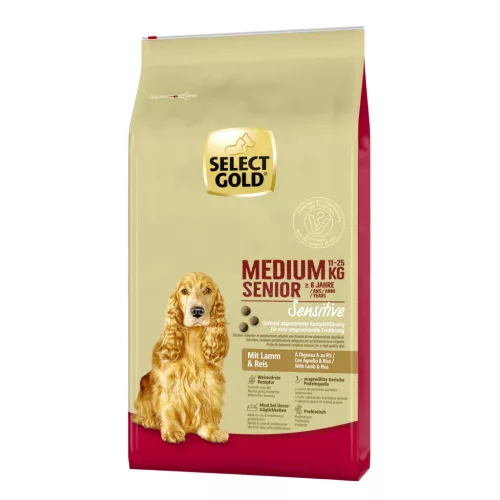 Select Gold Sensitive Hrană uscată pentru câini seniori de talie medie, cu miel 12 kg
