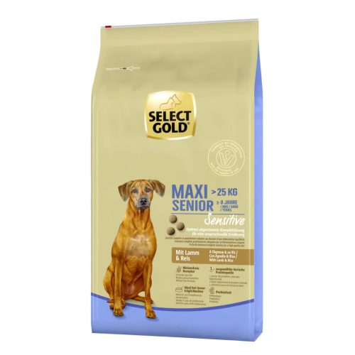 Select Gold Sensitive Maxi Hrană uscată pentru câini seniori, cu miel și orez 12 kg