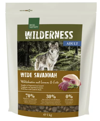 Real Nature Wilderness Hrană uscată pentru câini adulți, cu mistreț 1 kg
