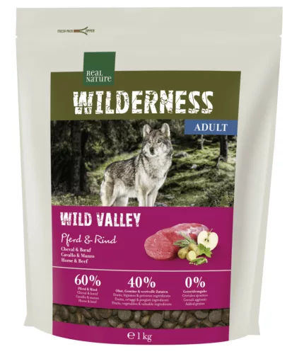 Real Nature Wilderness Hrană uscată pentru câini adulți, cu cal și bovine 1 kg