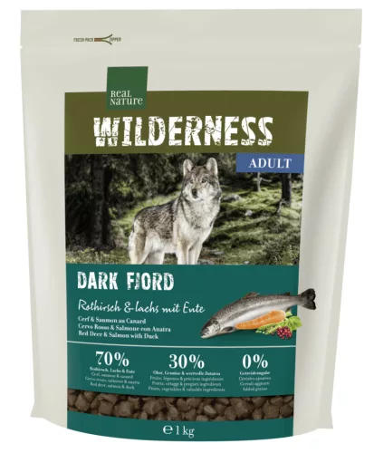 Real Nature Wilderness Hrană uscată pentru câini adulți, cu cerb roșu și somon 1 kg