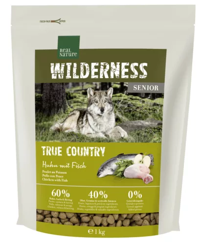 Real Nature Wilderness Hrană uscată pentru câini seniori, cu pui și pește 1 kg