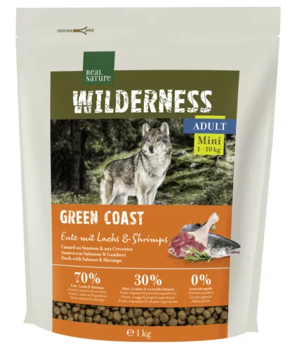 Real Nature Wilderness Hrană uscată pentru câini de talie mică, cu somon și creveți 1 kg