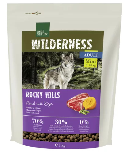 Real Nature Wilderness Hrană uscată pentru câini de talie mică, cu capră 1 kg