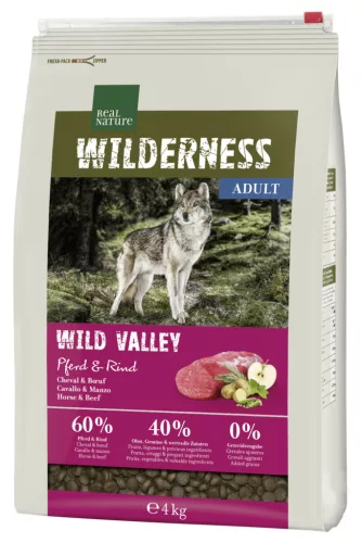 Real Nature Wilderness Hrană uscată pentru câini adulți, cu cai și bovine 4 kg