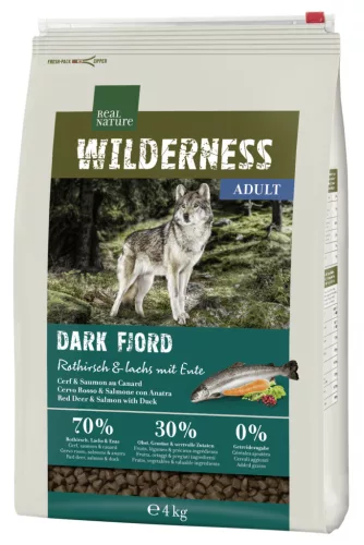 Real Nature Wilderness Hrană uscată pentru câini adulți, cu cerb roșu și somon 4 kg