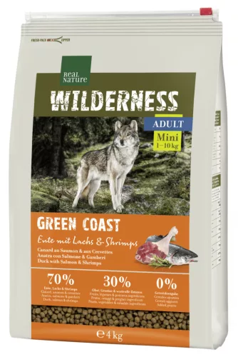 Real Nature Wilderness Hrană uscată pentru câini de talie mică, cu somon și creveți 4 kg