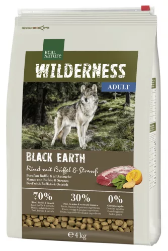 Real Nature Wilderness Hrană uscată pentru câini adulți, cu struț și bivoliță 4 kg