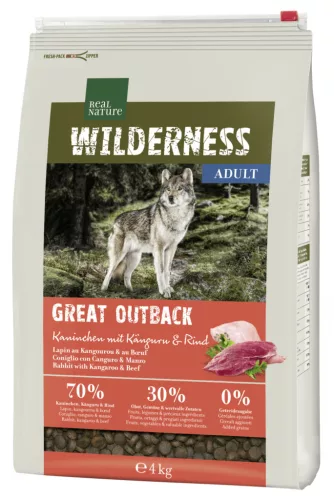 Real Nature Wilderness Hrană uscată pentru câini adulți, iepure și cangur 4 kg