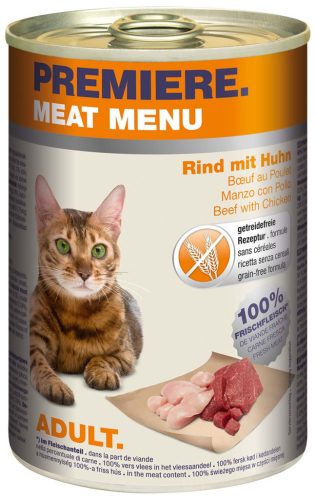 Premiere Meat Menu Hrană pentru pisici adulte cu vită și pui 400 g