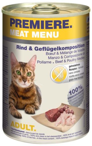 Premiere Meat Menu Hrană pentru pisici adulte cu vită și pasăre 400 g