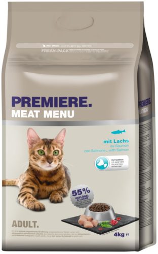 Premiere Meat Menu Hrană uscată pentru pisici adulte, cu somon 4 g