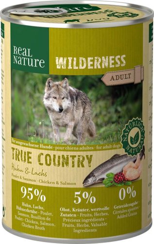 Real Nature Wilderness Hrană pentru câini adulți, cu pui și somon 400g