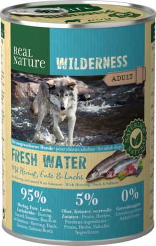 Real Nature Wilderness Hrană pentru câini, cu hering și somon 400g