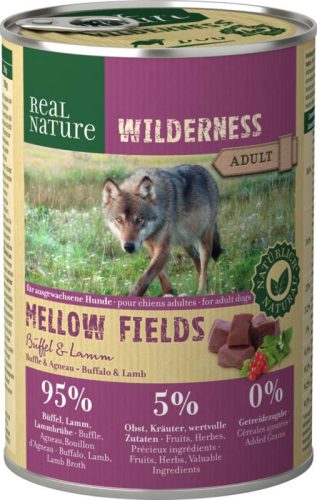 Real Nature Wilderness Mellow Fields Hrană pentru câini adulți, cu miel și bivoliță 400g
