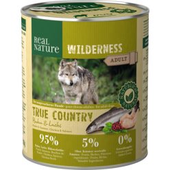   Real Nature Wilderness Hrană pentru câini, cu pui și somon conservă 800g