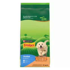   Friskies Junior Hrană uscată pentru câini, cu pui, legume și lapte 15 kg