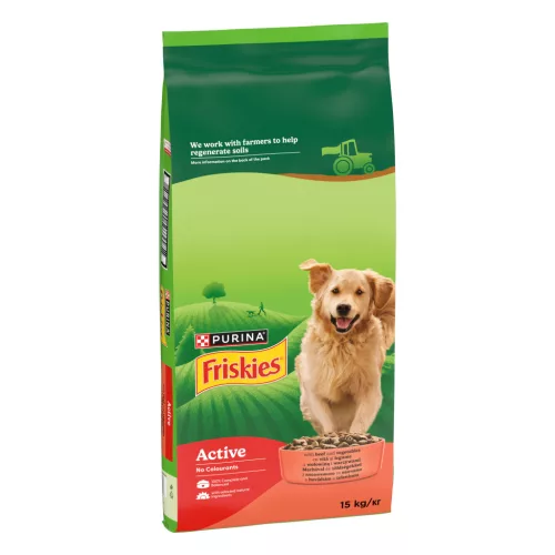 Friskies Active Hrană uscată pentru câini, cu vită 15 kg