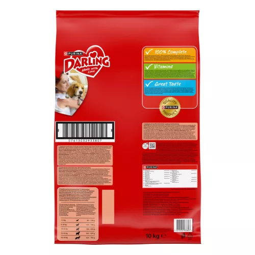 Darling Hrană uscată pentru câini adulti, cu pui, vită și legume 10 kg