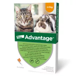   Advantage Spot‑On Antiparazitar pentru pisici și iepuri <4 kg, 4 x 0,4 ml