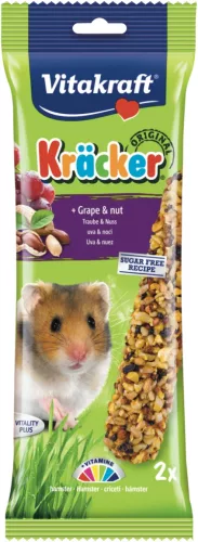 Vitakraft Kräcker Batoane crocante pentru hamsteri cu nuci și struguri 2 buc.