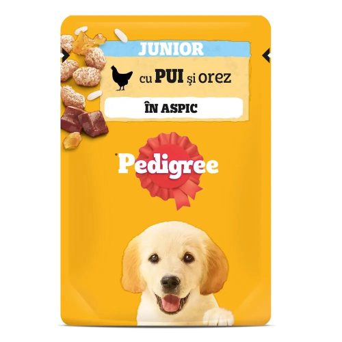 Pedigree Junior Hrană umedă căței, pui și orez în aspic 100 g