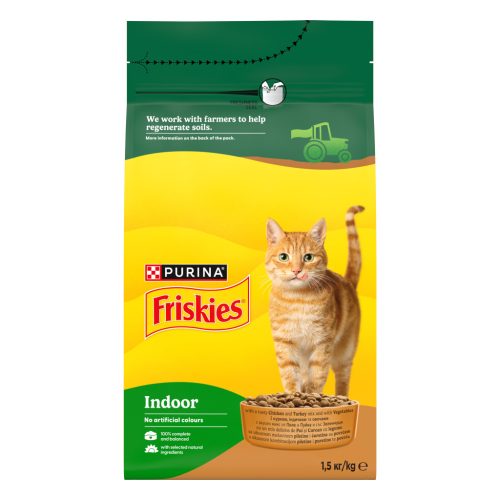 Friskies Indoor Hrană uscată pentru pisici, cu pui, curcan și legume 1,5 kg
