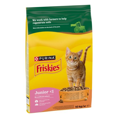 Friskies Junior Hrană uscată pentru pisici, cu pui, curcan, legume și lapte 10 kg