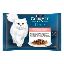   Gourmet Perle Hrană umedă pentru pisici, mini fileuri în sos 4x85 g