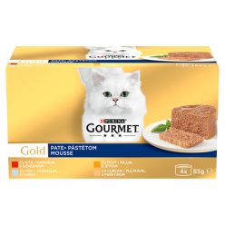   Gourmet Gold Hrană umedă pentru pisici, cu pate de vită, ton, ficat, curcan 4x85 g