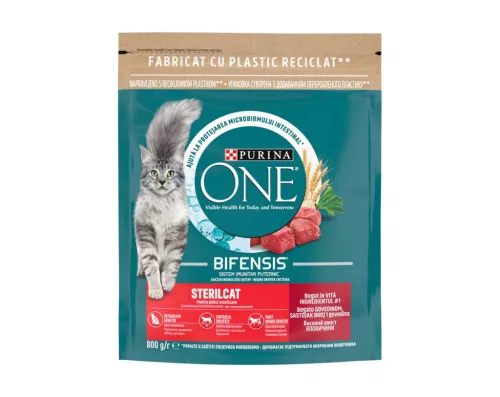 Purina One SterilCat Hrană uscată pentru pisici, cu vită și grâu 800 g