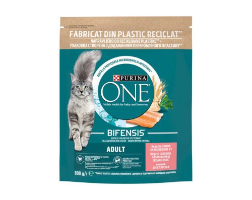Purina One Hrană uscată pentru pisici adulte, cu somon și cereale integrale 800 g