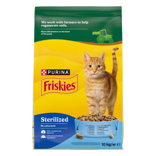 Friskies Sterilized Hrană uscată pentru pisici, cu somon și legume 10 kg