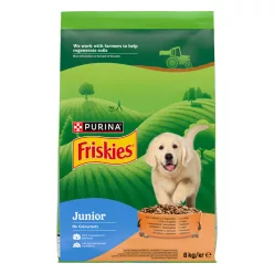   Friskies Junior Hrană uscată pentru câini, cu pui, legume și lapte 8 kg