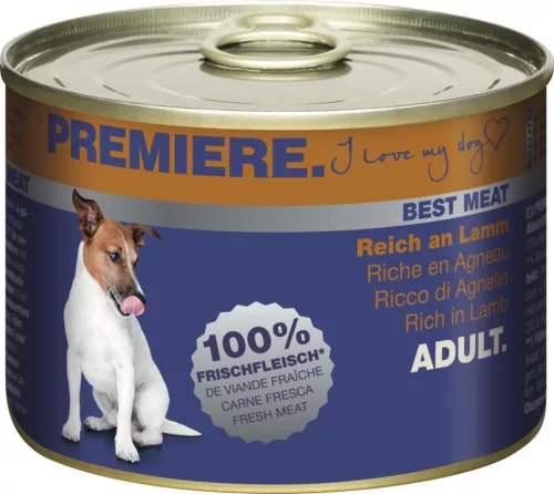 Premiere Best Meat Hrană umedă pentru câini adulți cu miel 185 g