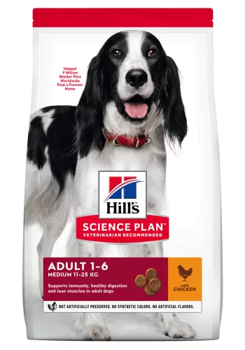 Hill's Hrană uscată pentru câini adulți de talie medie, cu pui 2.5 kg