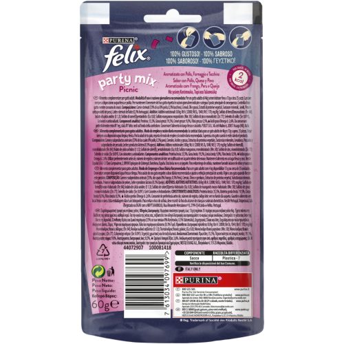Felix Party Mix Picnic Recompense pentru pisici, cu pui, curcan și brânză 60 g