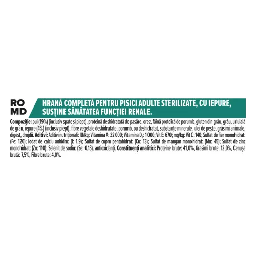 Pro Plan Sterilised Renal Plus 1+ Hrană uscată pentru pisici adulte cu iepure 10 kg