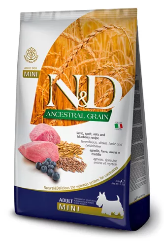 N&D Ancestral Grain Hrană uscată pentru câini adulți de talie mică, cu miel 800 g